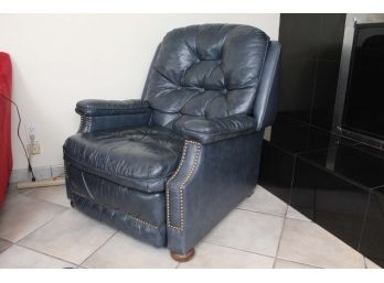 Blue Leather Recliner With Nailhead Trim