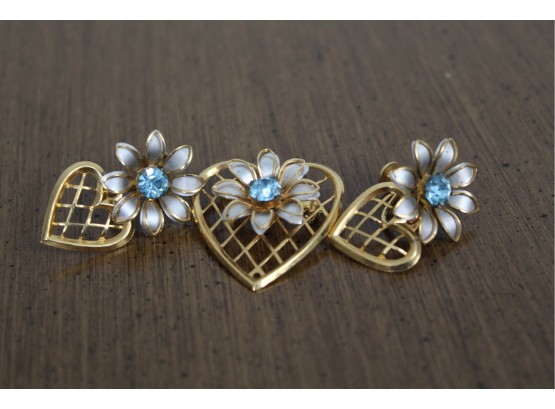 Matching Flower Heart Earrings & Pin