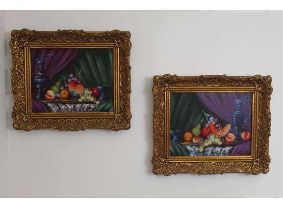 Two Fruit Oil Canvas Paintings