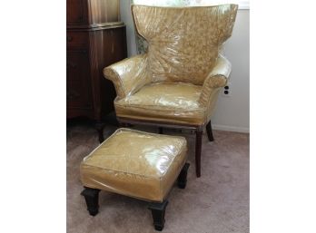Custom Upholstered Armchair & Footrest