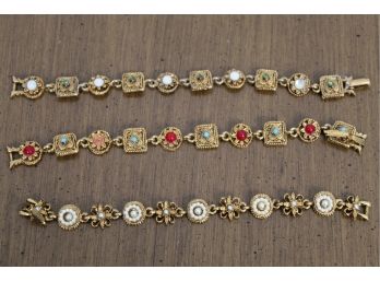 Trio Of Art Deco Style Costume Jewelry Bracelets