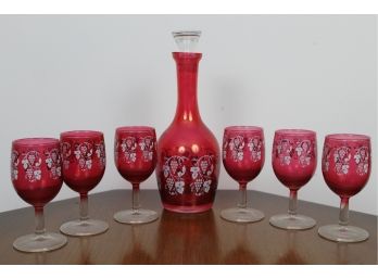 Vintage West Virginia White Grapes Red Drinking Glass Set