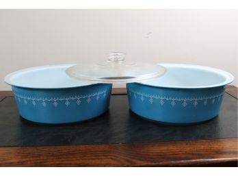 Pyrex Snowflake Garland Design 4QT 664 4L Casserole Dishes With One Glass Lid