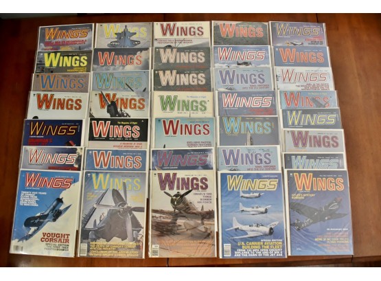 36 Vintage 'Wings' Magazines In Plastic Sleeves Lot 164