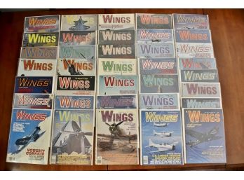 36 Vintage 'Wings' Magazines In Plastic Sleeves Lot 164