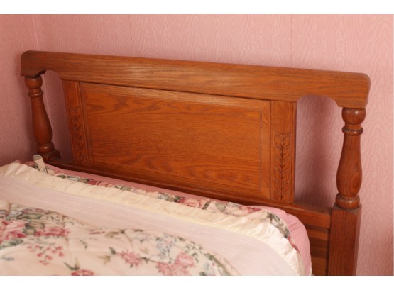 Vintage Carved Oak Twin Headboard/footboard  88W X 42D X 40H (Item Upstairs, Must Be Disassembled)