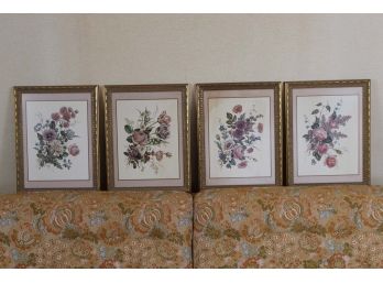 Set Of Four Flower Prints     13W X 17.5H Each