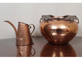 Copper Watering Can & Plant Bowl