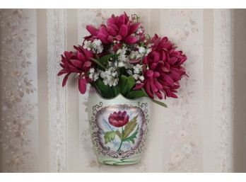 Hand Painted Wall Vase With Artificial Flowers