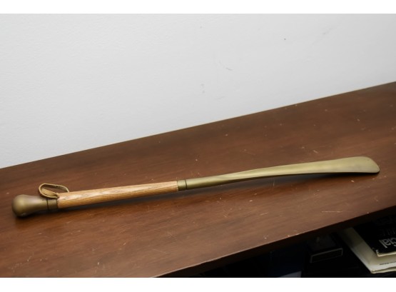 Solid Brass Shoe Horn With Walnut Handle