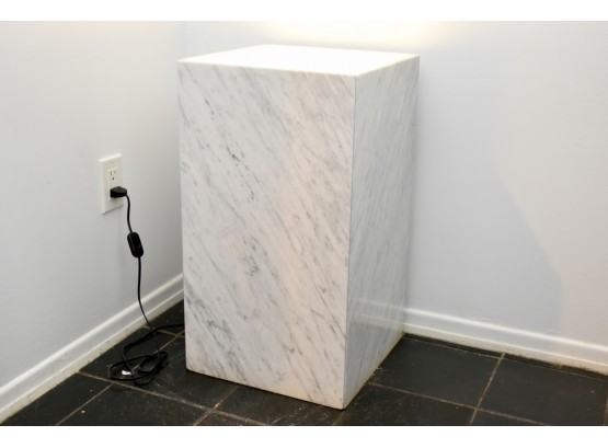 Marble Lighted Pedestal With Frosted Glass Top 14 X 14 X 24.5