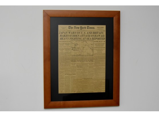 Pearl Harbor Attack NY Times Authentic Framed 22 X 29