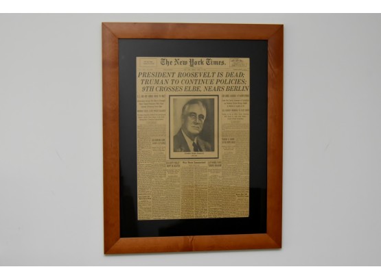 FDR Dies NY Times Authentic Framed 22 X 29