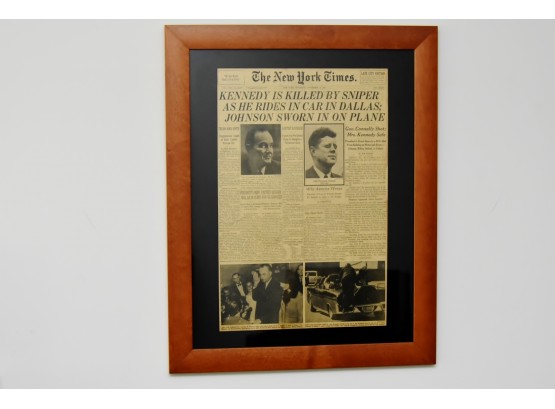 JFK Assassination NY Times Authentic Framed 22 X 29