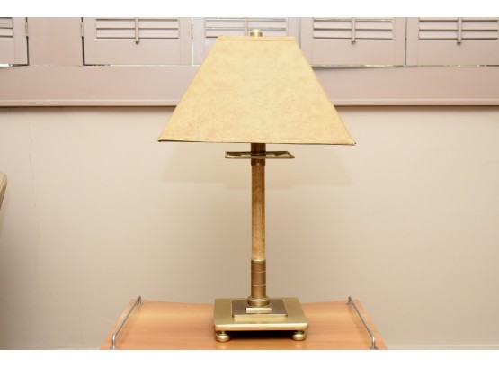 Leather Shade Brass Table Lamp
