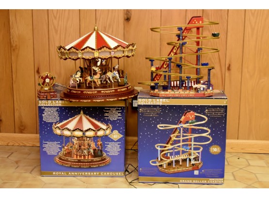 Christmas Carousel And Rollercoaster Tested And Working