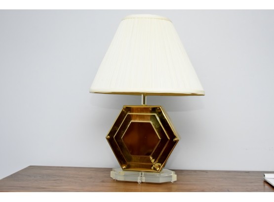 Brass Table Lamp With Lucite Base