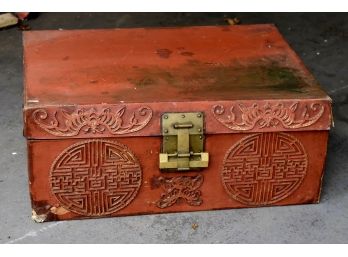 Asian Trunk With Brass Handles For Restoration