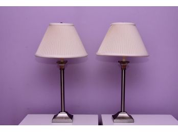 Pair Of Modern Silver Lamps
