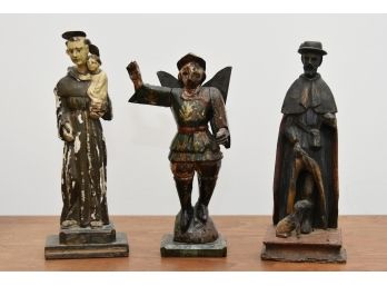 Trio Of Vintage Mexican Folk Art Detailed Paper Mache Figurines