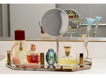 Vintage Perfume, Mirror And Tray