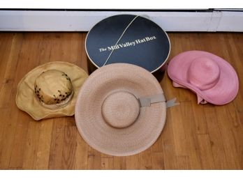Womans Vintage Derby Hats With Vintage Hat Box