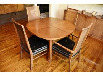 Walnut Dining Table With 4 Cane Chairs 42 X 42 X 30