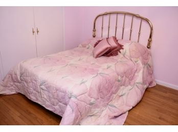 MCM Brass Full Headboard With Mattress And Bedding