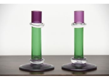 Colored Glass Candlesticks