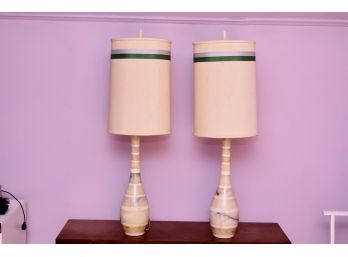 Amazing Pair Of MCM Marble Table Lamps