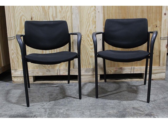 Pair Of Black Waiting Room Office Chairs (Set 1 Of 2) 32H X 25W X 33D