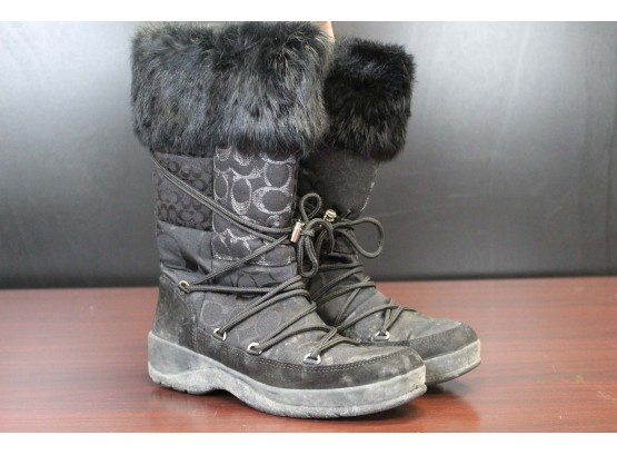 Coach Laurilyn Patchwork Fur Winter Boots Size 9