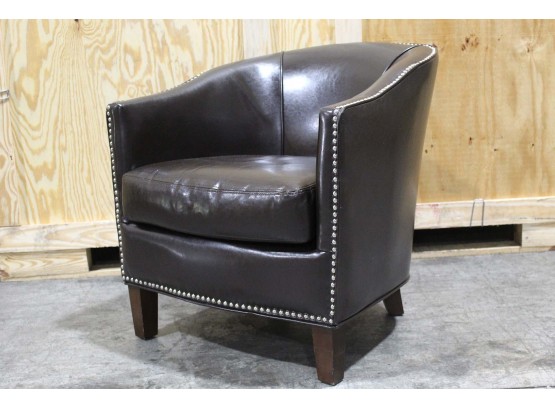 Brown Leather Accent Chair With Nailhead Trim 1 Of 2 - 28W X 29H X 31D