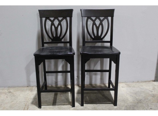 Pair Of Pier 1 Imports Black Counter Chairs 40H X 16W X 16D Seat Height = 24”