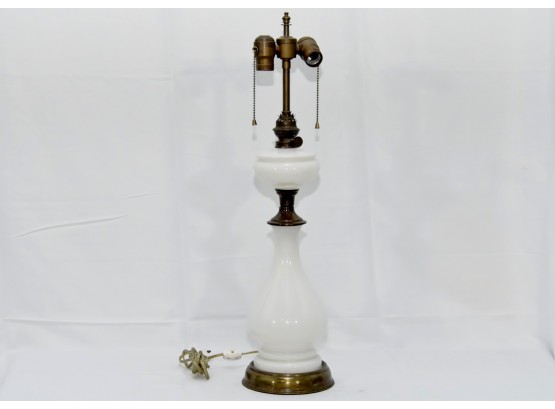 Vintage Brass And Milk Glass Table Lamp