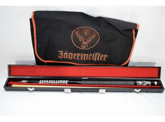 Jagermeister Pool Cue With Case And Duffle Bag