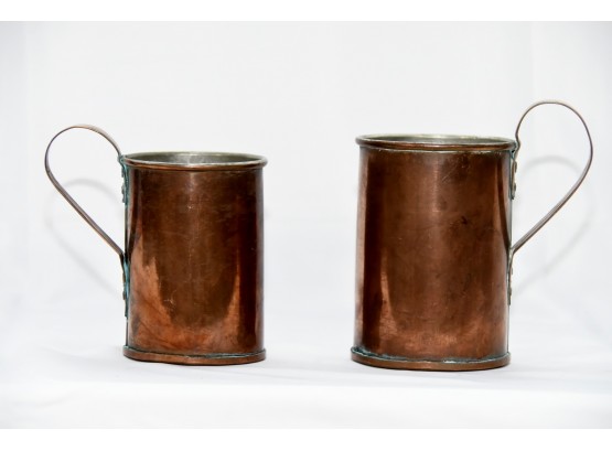 Pair Of Vintage Copper Mugs