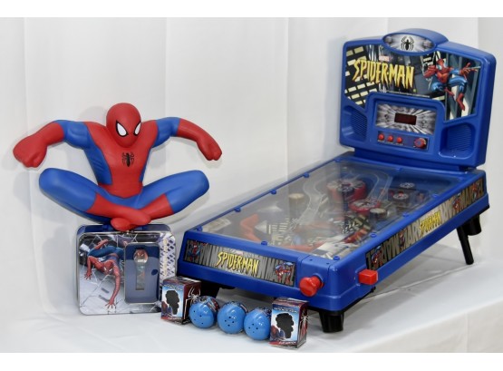 Spiderman Lot Including Table Top Pinball Machine