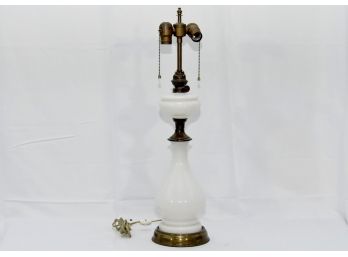 Vintage Brass And Milk Glass Table Lamp
