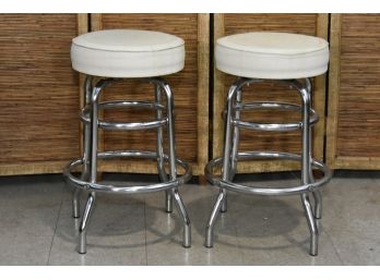 Pair Of Vintage Counter Height Bar Stools For Restoration 14 X 26