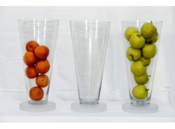 Trio Of Large Decorative Vases With Faux Fruit