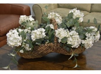 Lovely Hydrangea Flower And Basket Table Decor