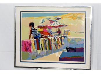 Nicola Simbari (1927 - 2012) 'Boy On A Beach Towel' Original Serigraph C.1976 40 X 33