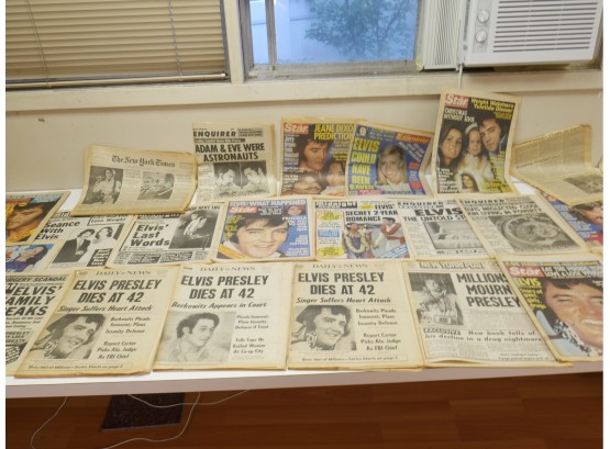 Massive Collection Of Vintage Elvis Presley Newspapers On His Death