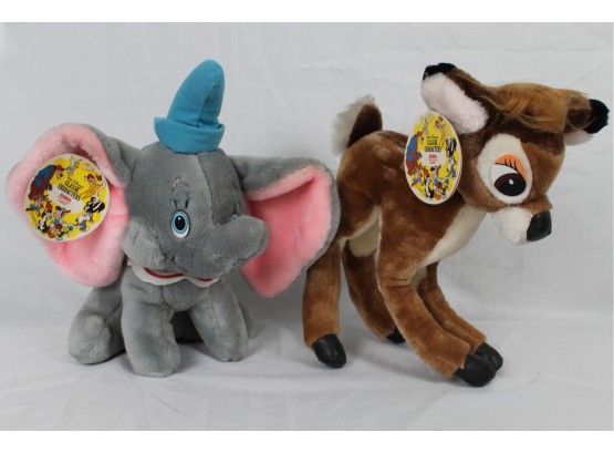 Vintage Disney Classic Sears Dumbo & Bambi 12' Stuffed Animals With Tags