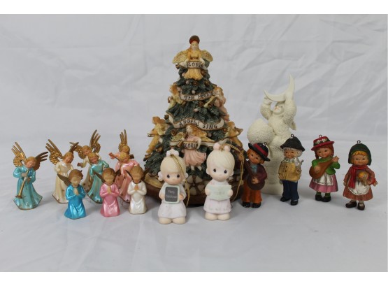 Christmas Figurine Lot 2 Including Angels & Precious Moments Ornaments