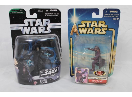 New In Box Star Wars Emperor Palpatine & Zam Wesell Action Figures