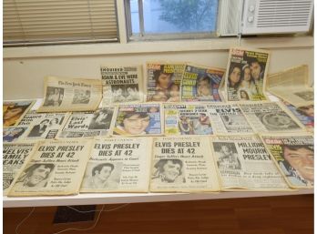 Massive Collection Of Vintage Elvis Presley Newspapers On His Death