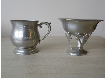 Pewter Cup And Candy Dish Pair