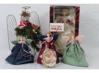 Christmas Angel Figurines & 12' Light-Up Angel Tree Topper